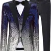 Mens Suits Blazers 3 Pieces Sequin Color Shiny Notch Lapel for WeddingParty Groom Banquet Niglub BlazerVestPant 230209