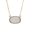 Necklaces Resin Oval Druzy Necklace Gold Color Chain Drusy Hexagon Style Luxury Designer Brand Fashion Jewelry for Women