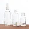 Garrafas de armazenamento 5ml 10ml 15ml 30ml 50ml garrafa de gotas de vidro vazia com pipetas Óleos essenciais tampa branca