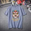 T-shirt da uomo Estate Danza del Leone Dipinte a mano All-Match Coppie Tshirt Stile cinese Novità Divertente Streetwear Hip Hop Breve cotone da uomo 2023