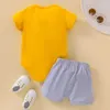 Roupas conjuntos de Kiskissing Duas peças Conjunto de crianças meninos Roupas de bebê recém -nascidas para charme de verão Animal Mãe Crianças Terno dos filhos Roupas de bebê W230210