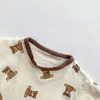 Zestawy odzieży Visgogo dziewczynki chłopcy letnie ubrania urocze niedźwiedź nadruk strój koszulki z krótkim rękawem