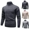 Herentruien mannen Sweater Solid Color Pullover Elastic Basic gemakkelijk te matchen met hoge kraag gebreide lange mouw zachte winter dagelijkse kleding