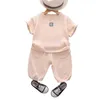 Ensembles de vêtements 12M4Yrs 2 pièces ensembles garçons filles vêtements ensembles 2022 été bébé filles vêtements coton et lin rétro enfants enfants vêtements costumes W230210