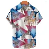 Casual shirts voor heren heren Hawaiiaanse 3D Animal Horse Print Short Sleeve T -shirt Rapel Fashion Harajuku Cartoon Blouses Mannelijke kleding