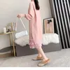 Casual Dresses Women's Woolen Dress Mid Long Sleeve Over the Kne Lazy Wind Loose Patchwork Pullovers Tröja Kvinnor