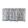 Curtain Rod Pocket Processing Small With Hair Ball Vintage Blue Floral Print Short Door Kitchen Half-curtain For Cabinet