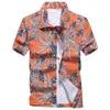 Herrar t skjortor herr hawaiian skjorta manlig casch camisa maskulina tryck strand kort ärm män kläder 2023 sommar asiatisk storlek 5xl my081