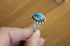 Ringos de cluster SL008 Tibetano vintage 925 Sterling Silver Inclaid Turquoise Lapis Stone Flower Ring Handmade Nepal para Lady