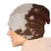 Boinas de bainha marrom caça -maca 3d estampa de capô de chapéu de tricô animal textura de couro de pele de peles
