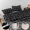 Defina a cama preta de cama de casca preta conjuntos de cama queen size tamanhos de edredão e travesseiros de brophases de estilo nórdico para quartos de quartos 230210