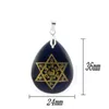 Pendentif Colliers Pierre Naturelle Graver Hexagramme Six Mots Mantra Sanskrit Goutte D'eau Forme Collier Reiki Guérison Cristal Religion JewelryPe