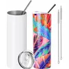 US Warehouse 2 dagen levering witte mokken sublimatie tumbler 20oz blanco rechte roestvrij staal spaties tuimelaar met stro