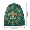Berets Fleur-De-Lis Skullies Beanies Caps Unisex Winter Warm Knitted Hat Women Men Adult Lily Flower Art Bonnet Hats Outdoor Ski Cap