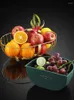 Plates Home Wrought Iron Fruit Basket Light Luxury Storage Tray Living Room Modern Double Snack Basin Decorative