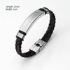 Bangle Braid Leather Bracelet Blanks For Laser Stainless Steel Plate Metal ID Name Tag Wholesale 10pcs