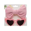 12set/lot Heart Sunglasses Baby Girls Nylon Headband Baby Boy Girl Seaside Mental Eyeglasses Kids Accessories Headwear Wholesale