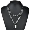 Colar de colar de pingente link de cadeia simples link feminino cor de prata cor de jóias góticas de jóias punk maxi collier long presente
