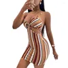 Casual Dresses Women's Summer Mini Dress Sexig Y2K Colorful BodyCon Cami Halter Backless Beach Party Club Tank sundress