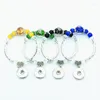 Charm Bracelets AB0053 패션 매력적인 화려한 뷰티 유리 구슬 은색 컬러 스냅 브레이슬릿 탄성 조합 18mm 버튼 보석 도매