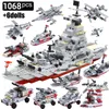Blokkeert Model Warships Building Construction Set for Boys Navy War Chariot Ship Army Boat Plane Bicks Toys Children 230210