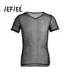 Мужские рубашки T Iefiel Mens Mesh See Then Clubwear Tank Vest Shirtex Spandex гей -мужски летнее сексуальное формы