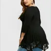 Koszule damskie Tem Lato duży rozmiar 3xl 4xl 5xl 6xl 7xl Bust 128cm Kobiety seksowne w szyku w szyku nieregularne koronkowe szwy szwane