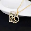 Necklace Earrings Set & Hollow Letter Gold-color Heart Rhinestones Women Ring Bracelet Fashion Bridal Weddings