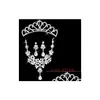 Nagłówki Urocze 3 sztuki akcesoria ślubne 6 stylów Sier Stud i Clip Crystal Crown Lot Tiaras Crowns for Drop dostarczenie dhn2y