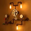 Lampe murale comptoir clair Loft Loft Metal Water Tube Industrial Bronze Corridor Lampes Living Room Club Sconce