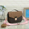 Femmes Metis Sacs à bandoulière Sac à main de luxe Portefeuille 2 pcs Ensemble Fleur marron Pochette Felicie Pochette en cuir Totes Messenger Sacs Sac à bandoulière Porte-monnaie