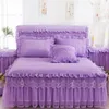 Bed rok prinses 1 delige kanten bed rok 2 -delige kussenslopen beddengoed bedden spreien laken roze kant beddengoed set bed voor meisje bed cover 230211