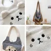 Evening Bags Women Winter Soft Plush Shoulder Bag Cartoon Embroidery Imitation Lamb Hair Handbag Large Capacity Shopping Book For Gir