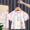 T-shirts Summer 2022 Baby Girl Fashion Clothing Cotton Puff Sleeve T-shirt Kläder Barn Party Birthday Wear T230209