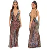 Casual Dresses Anjamanor Sparkling Sequin Mesh Backless Long Maxi Dress Women Party Night Fancy Afton Dresses Sheer Robe Sexig Femme D57-FH32 T230210