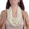 Necklace Earrings Set Elegant Fashion Pearl Exaggerated Multilayer Sweater Chain Women Jewelry Wholesale