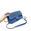 Graffiti Blue Denim Fashion Shoulder Bag 2023 Luxury Designer Women's Bag Tote Crossbody Bag Clamshell Purse