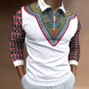 Men's Polos Autumn African Print Long Sleeve Polo Shirt casual retro ethnic clothing in European size S-3XL 230211