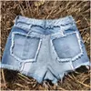 Jeans European American summer shorts tight sexy panels fringed mid-rise pants legs women's denim shorts 9055