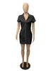 Casual Dresses Anjamanor Casual Button Up Short Sleeve Shirt Dress Spring Summer 2021 Sexig Black White Micro Mini Dresses for Women D36-CI17 T230210