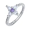 Anneaux de mariage 2023 Croix noire Promesse pavée de violet blanc Cz Zircon Mode Bijoux latéraux Cadeau de fiançailles Taille 7-9