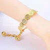 Bangle Vintage Gold Plated Children Cuff Bangles with Ring Open Hand Bracelet Coin Jewelry for Baby Arabic Fashion Kids Jewelry G230210