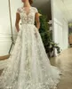 Casual Dresses Vestido de Noiva V Neck ärmlöst bröllop 2023 för kvinnor Öppna Back Ball Gown Lace Organza Bridal