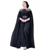 Blygsamma arabiska svarta aftonklänningar Chiffon Jumpsuits med Cape Sleeve Jewel Neck Muslim Dubai Formell Occase Wear Women Pants Suit Set Custom Made