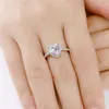 Heart Rings for Women Silver Color Wedding Engagement Bridal Jewelry Cubic Zirconia Stone Elegant Ring Accessories CC829