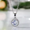 Pendant Necklaces Classic Design Women Wedding Necklace 8MM Round Cubic Zirconia Dazzling Versatile Timeless Style Jewelry