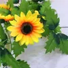 Fleurs décoratives Jaune Tournesol Artificielle Guirlande De Noël Pour Mariage Maison Chambre Décoration Printemps Automne Jardin Arche 250CM