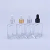 Aufbewahrungsflaschen 30 ml 50 ml Hochwertige klare quadratische Glastropfflasche für ätherische Öle Kosmetische Verpackungsfläschchen 200 Stück