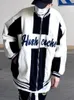 Herrjackor gmiixder vintage brev corduroy jacka unisex lapptäcke broderade baseball uniform män kvinnor 2023 amerikansk retro streetwear