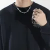 Zhang Yixing's same square letter copper inlaid zircon hip hop men's bracelet stainless steel reflective pearl necklace